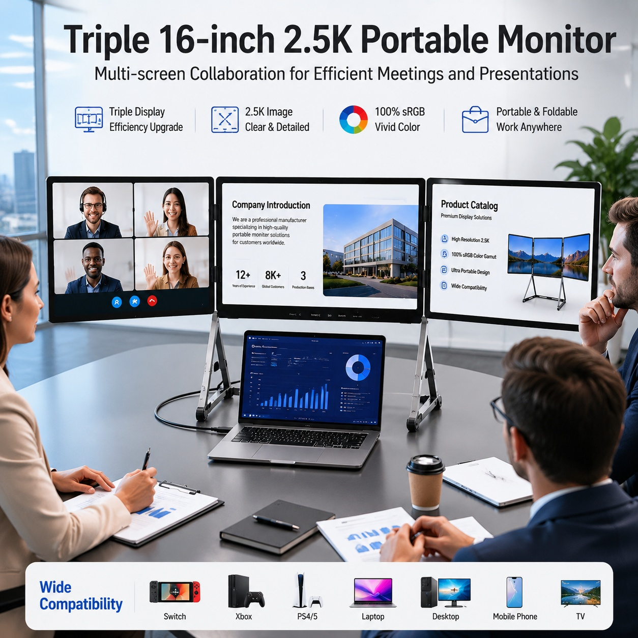 14.0" Aluminium Triple Folding Monitor (1080P / 2.5K Optional) 2