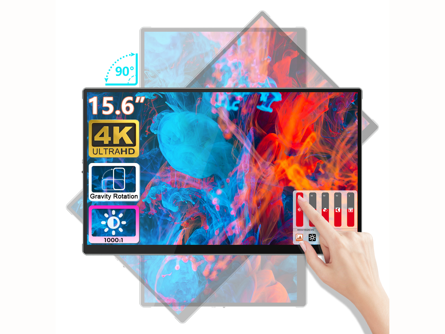 15.6 英寸 4K 重力感应自动旋转触控显示器
