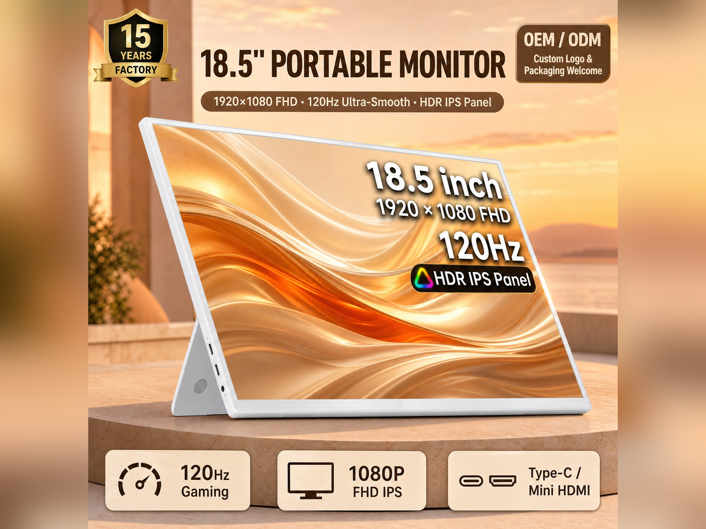 18.5" 120Hz FHD Large-Screen Portable Monitor