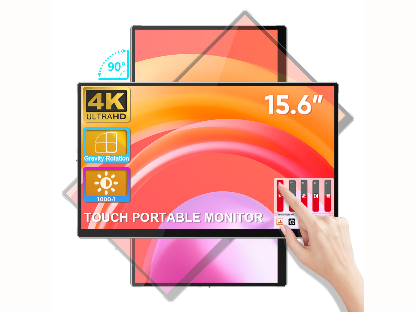 15.6 英寸 4K 自动旋转 PD 快充内置电池触控便携显示器